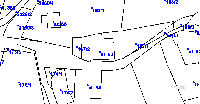 Parcela st. 63 v KÚ Hynčice u Krnova, Katastrální mapa