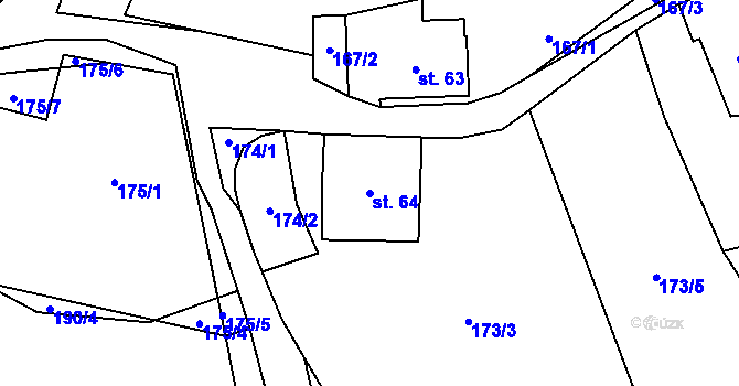 Parcela st. 64 v KÚ Hynčice u Krnova, Katastrální mapa