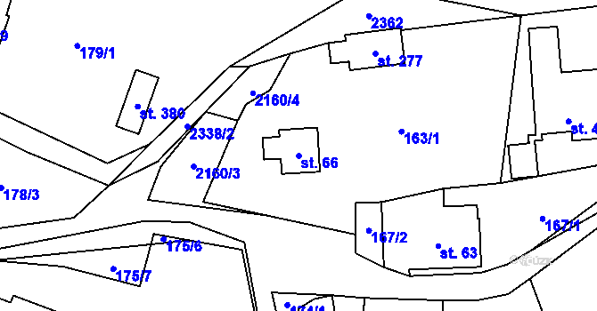 Parcela st. 66 v KÚ Hynčice u Krnova, Katastrální mapa