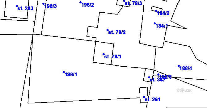 Parcela st. 78/1 v KÚ Hynčice u Krnova, Katastrální mapa
