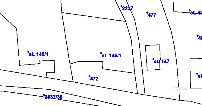 Parcela st. 146/1 v KÚ Hynčice u Krnova, Katastrální mapa