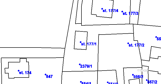 Parcela st. 177/1 v KÚ Hynčice u Krnova, Katastrální mapa