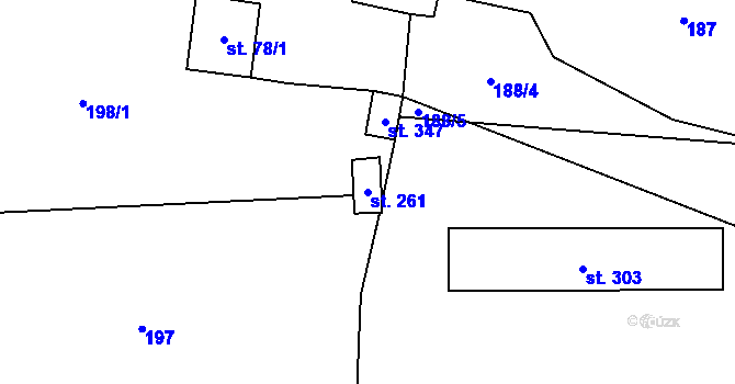 Parcela st. 261 v KÚ Hynčice u Krnova, Katastrální mapa