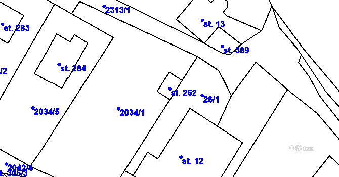 Parcela st. 262 v KÚ Hynčice u Krnova, Katastrální mapa
