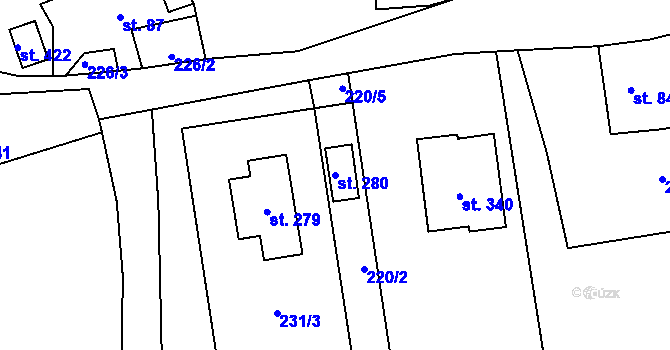 Parcela st. 280 v KÚ Hynčice u Krnova, Katastrální mapa