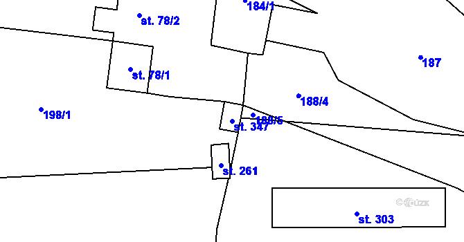 Parcela st. 347 v KÚ Hynčice u Krnova, Katastrální mapa