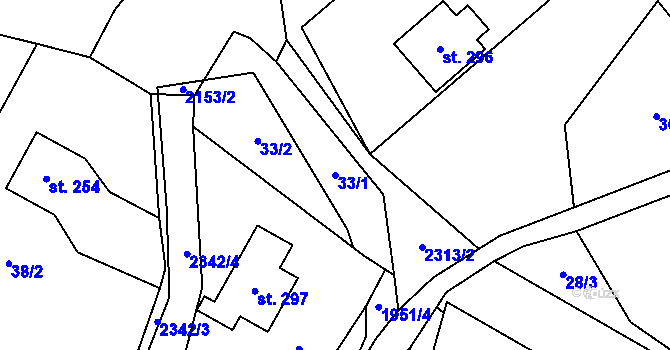 Parcela st. 33/1 v KÚ Hynčice u Krnova, Katastrální mapa