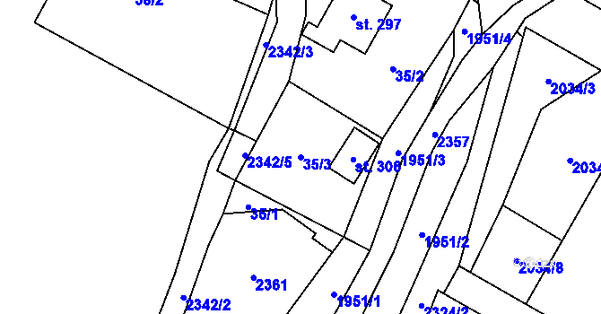 Parcela st. 35/3 v KÚ Hynčice u Krnova, Katastrální mapa