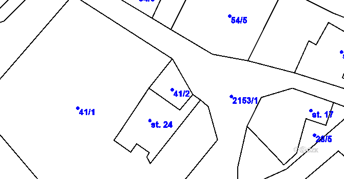 Parcela st. 41/2 v KÚ Hynčice u Krnova, Katastrální mapa