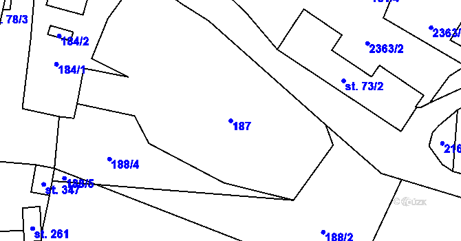 Parcela st. 187 v KÚ Hynčice u Krnova, Katastrální mapa