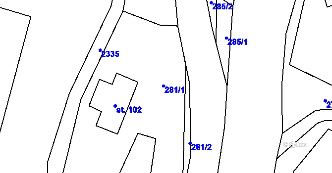 Parcela st. 281 v KÚ Hynčice u Krnova, Katastrální mapa