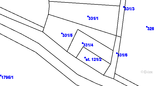 Parcela st. 331/4 v KÚ Hynčice u Krnova, Katastrální mapa