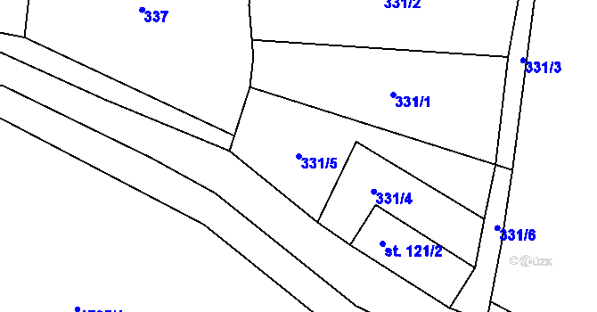 Parcela st. 331/5 v KÚ Hynčice u Krnova, Katastrální mapa