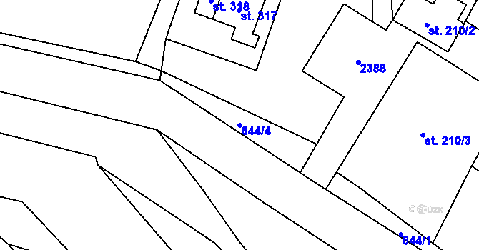 Parcela st. 644/4 v KÚ Hynčice u Krnova, Katastrální mapa