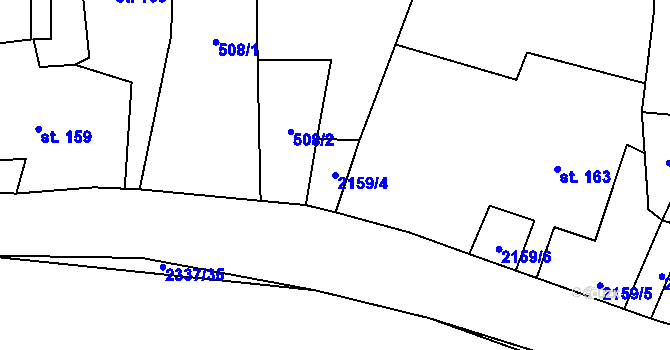 Parcela st. 2159/4 v KÚ Hynčice u Krnova, Katastrální mapa