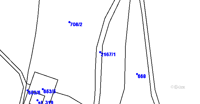 Parcela st. 2167/1 v KÚ Hynčice u Krnova, Katastrální mapa
