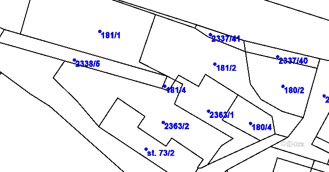 Parcela st. 181/4 v KÚ Hynčice u Krnova, Katastrální mapa