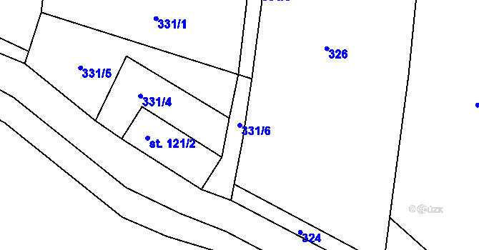 Parcela st. 331/6 v KÚ Hynčice u Krnova, Katastrální mapa