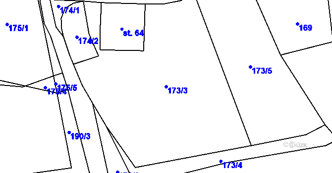 Parcela st. 173/3 v KÚ Hynčice u Krnova, Katastrální mapa