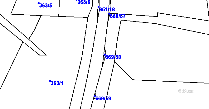 Parcela st. 669/58 v KÚ Valštejn, Katastrální mapa