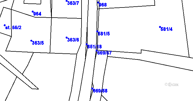 Parcela st. 669/57 v KÚ Valštejn, Katastrální mapa