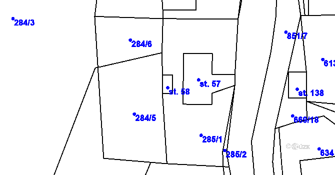 Parcela st. 58 v KÚ Valštejn, Katastrální mapa