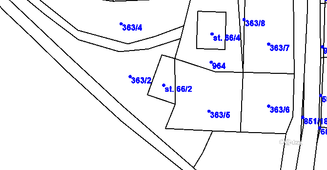 Parcela st. 66/2 v KÚ Valštejn, Katastrální mapa