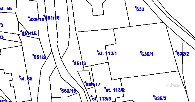 Parcela st. 113/1 v KÚ Valštejn, Katastrální mapa