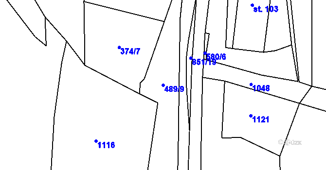 Parcela st. 489/9 v KÚ Valštejn, Katastrální mapa