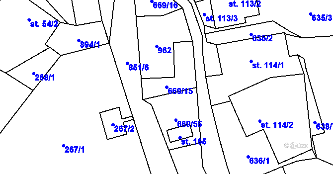Parcela st. 669/15 v KÚ Valštejn, Katastrální mapa
