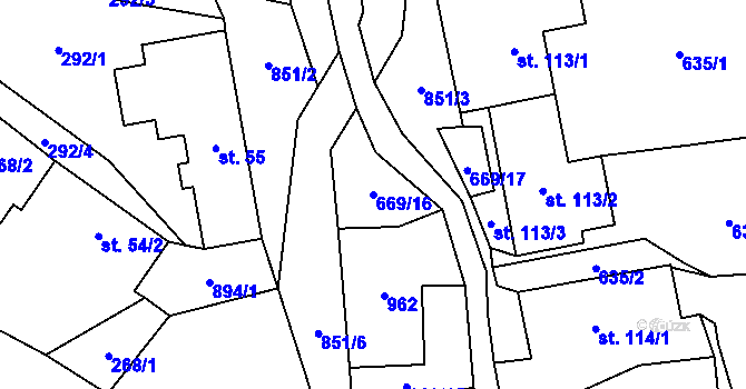 Parcela st. 669/16 v KÚ Valštejn, Katastrální mapa
