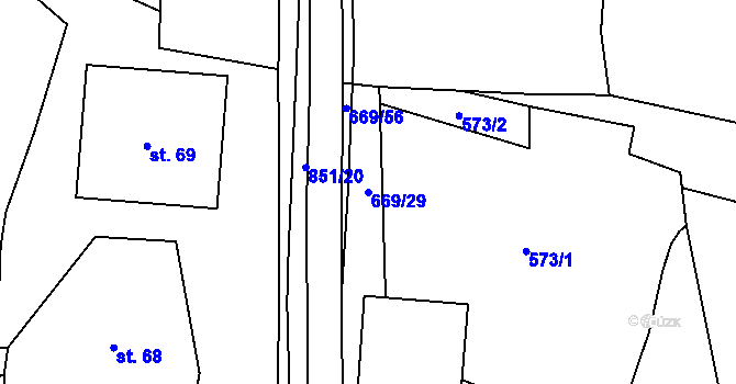 Parcela st. 669/29 v KÚ Valštejn, Katastrální mapa
