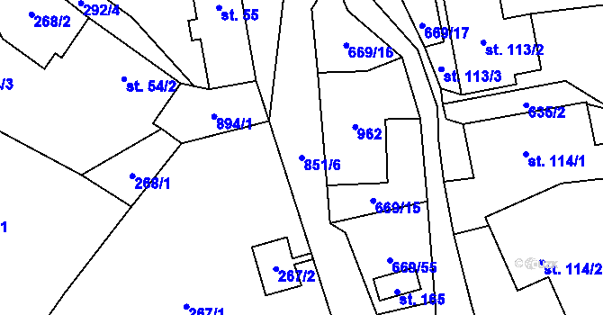 Parcela st. 851/6 v KÚ Valštejn, Katastrální mapa