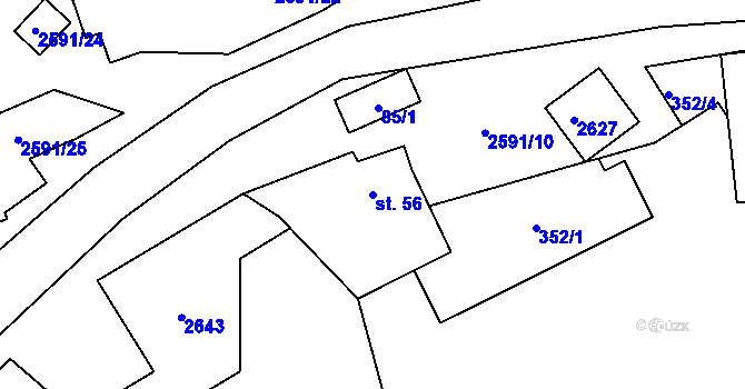 Parcela st. 56 v KÚ Hynčina, Katastrální mapa