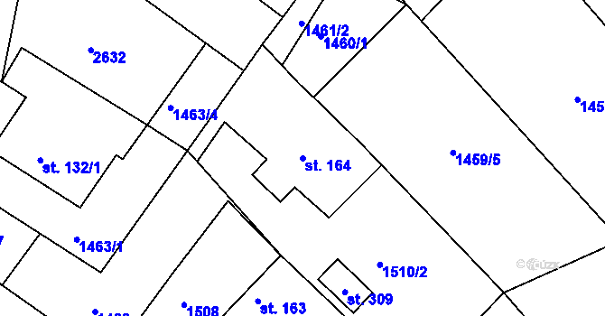 Parcela st. 164 v KÚ Hynčina, Katastrální mapa