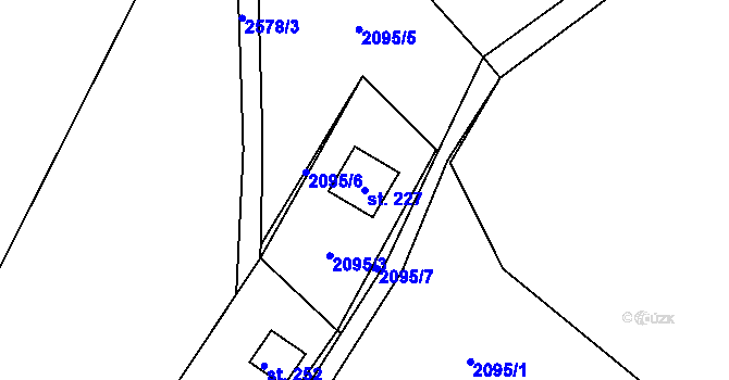 Parcela st. 227 v KÚ Hynčina, Katastrální mapa