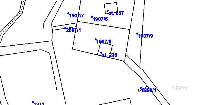 Parcela st. 236 v KÚ Hynčina, Katastrální mapa