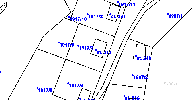 Parcela st. 243 v KÚ Hynčina, Katastrální mapa