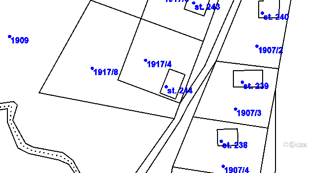 Parcela st. 244 v KÚ Hynčina, Katastrální mapa