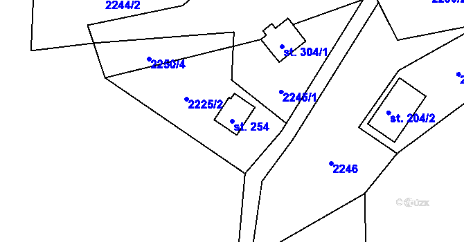 Parcela st. 254 v KÚ Hynčina, Katastrální mapa