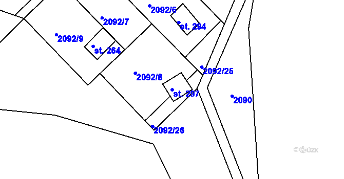 Parcela st. 297 v KÚ Hynčina, Katastrální mapa