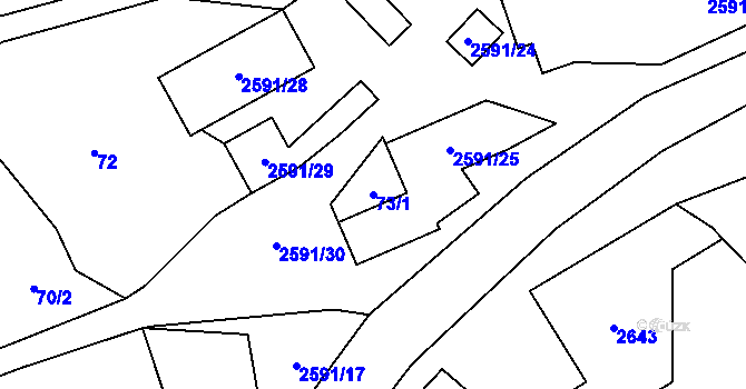 Parcela st. 73/1 v KÚ Hynčina, Katastrální mapa