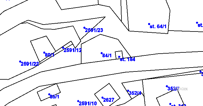 Parcela st. 84/1 v KÚ Hynčina, Katastrální mapa