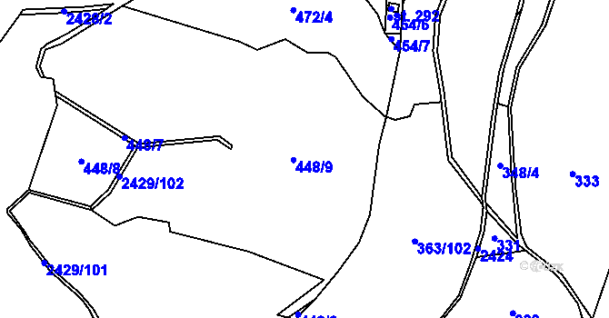Parcela st. 448 v KÚ Hynčina, Katastrální mapa