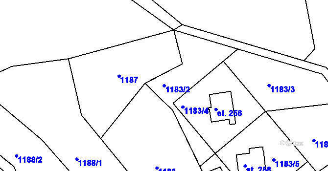 Parcela st. 1183/2 v KÚ Hynčina, Katastrální mapa