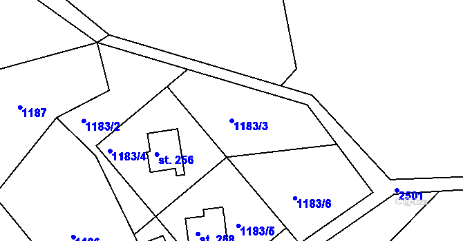 Parcela st. 1183/3 v KÚ Hynčina, Katastrální mapa