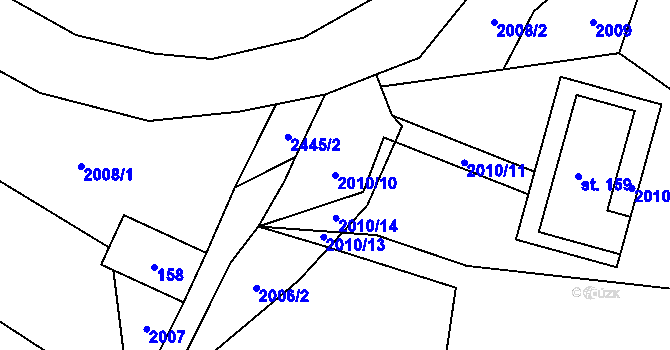 Parcela st. 2010/10 v KÚ Hynčina, Katastrální mapa
