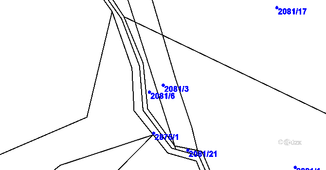 Parcela st. 2081/3 v KÚ Hynčina, Katastrální mapa