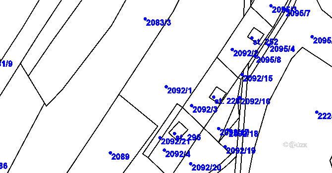 Parcela st. 2092/1 v KÚ Hynčina, Katastrální mapa