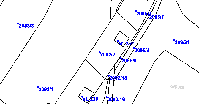 Parcela st. 2092/2 v KÚ Hynčina, Katastrální mapa